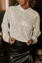 Sequin Hooded Mock Neck Relaxed Fit Long Sleeve Lined Pullover Top